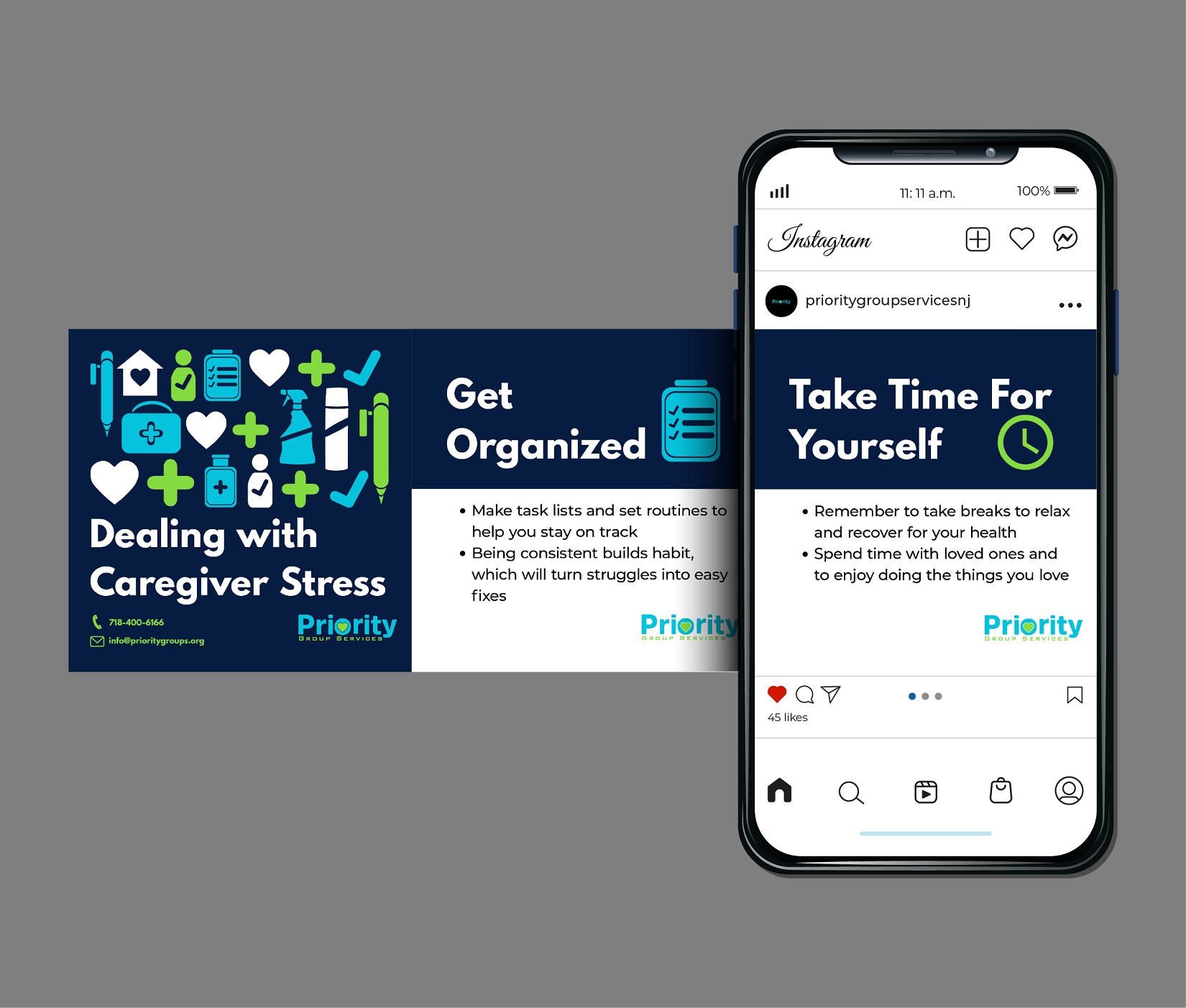 Priority Groups Services Caregiver Stess Carousel Mockup